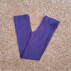 Betabrand 7 Pocket Dress Yoga Pants Size M Long Azul Block Print Straight Leg